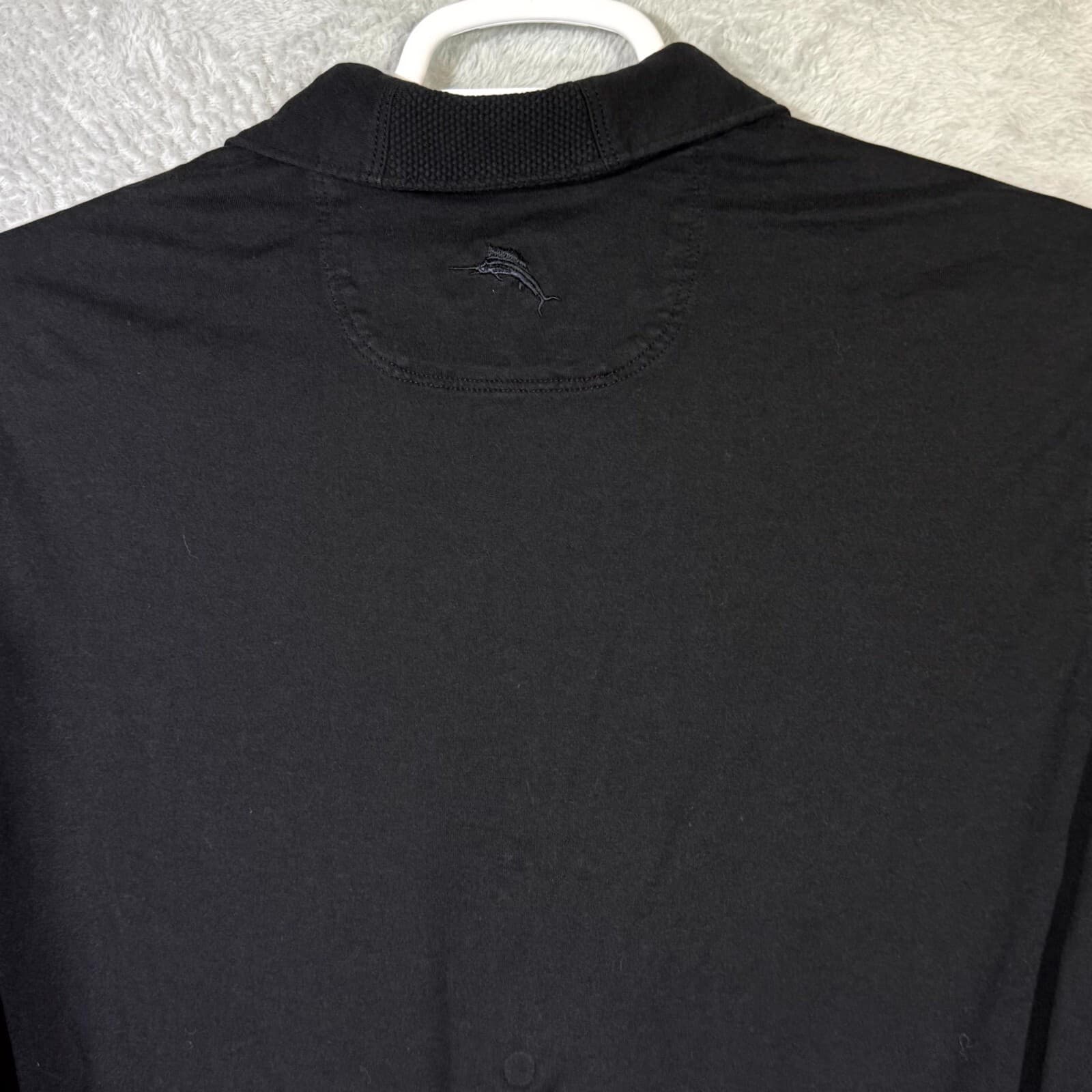 Tommy Bahama Mens Polo Shirt Medium Black Long Sleeve Pima Modal Blend - Thumbnail 10