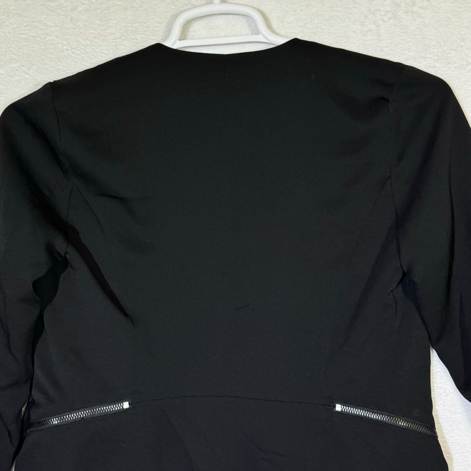 Elodie Women’s Black Draped Jacket XS – Zip Pockets, 100% Polyester, Excellent - Thumbnail 11