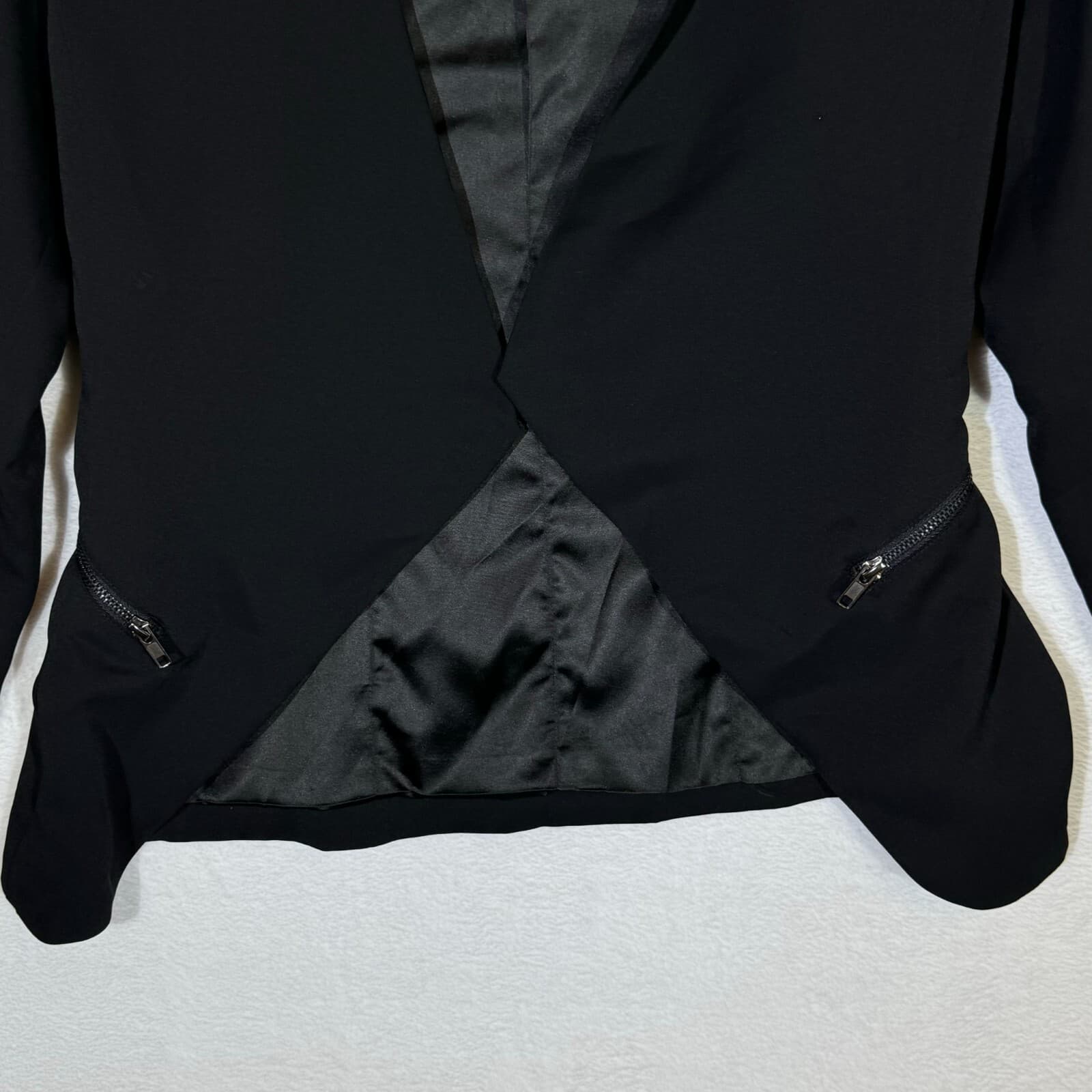 Elodie Women’s Black Draped Jacket XS – Zip Pockets, 100% Polyester, Excellent - Thumbnail 3