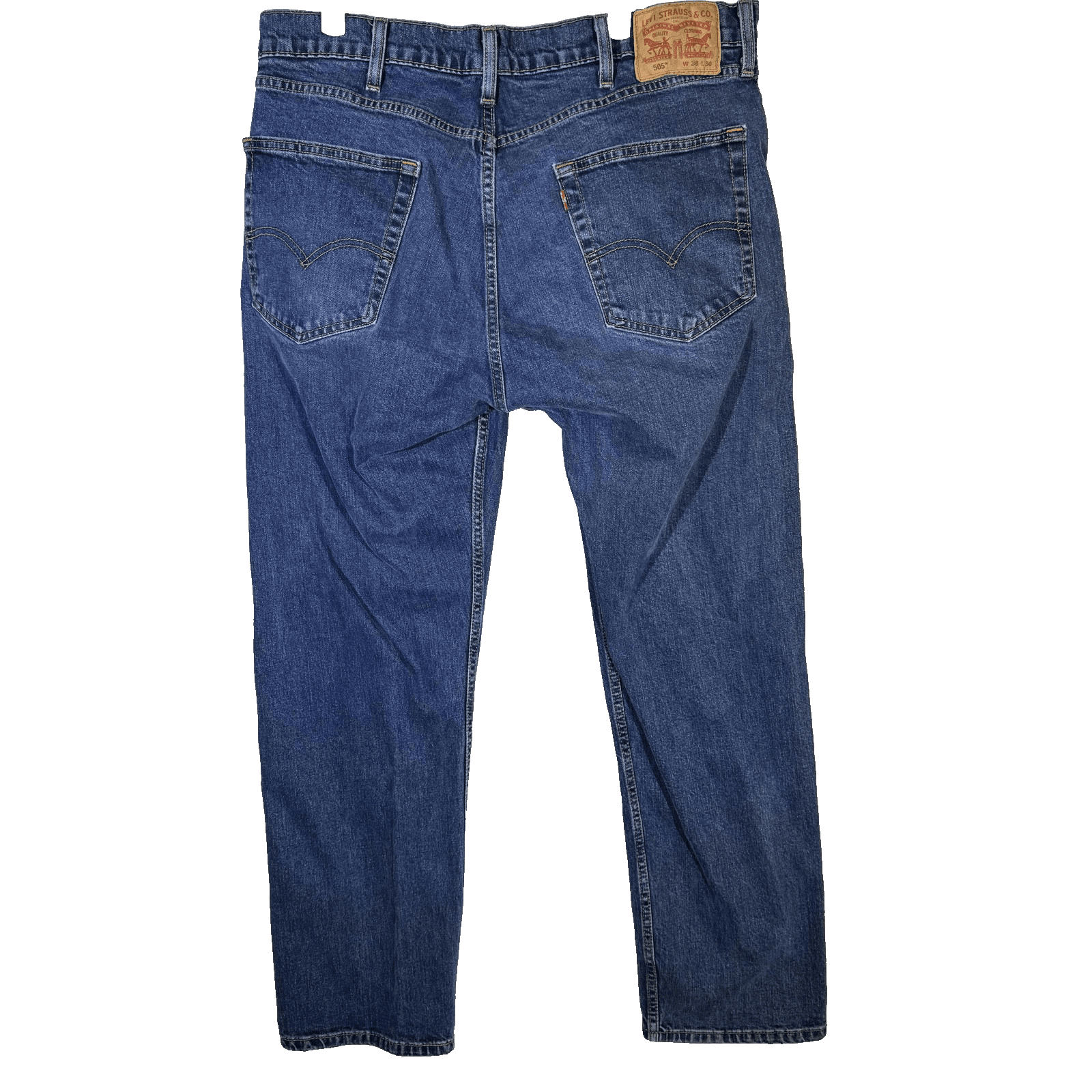Levis 505 Jeans Mens 38x29 (38x30) Blue Medium Wash Straight Leg Regular Fit - Thumbnail 2
