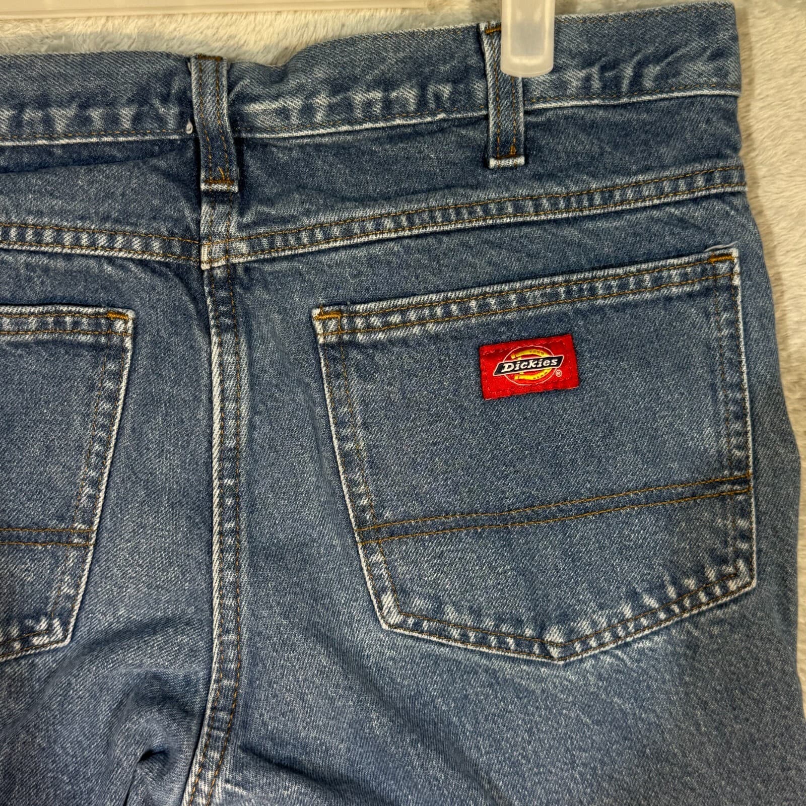 Dickies Jeans Mens 33x34 Blue Denim Straight 100% Cotton Workwear - Thumbnail 7
