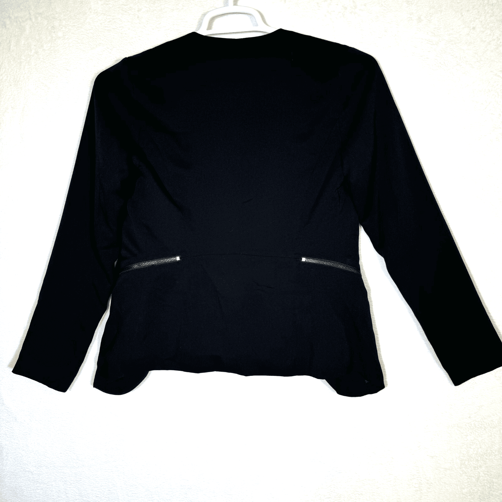 Elodie Women’s Black Draped Jacket XS – Zip Pockets, 100% Polyester, Excellent - Thumbnail 2