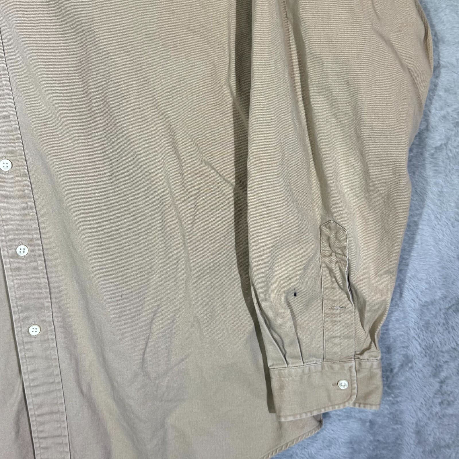 Ralph Lauren Blake Shirt Mens XL Tan Cotton Long Sleeve Button Down - Thumbnail 6