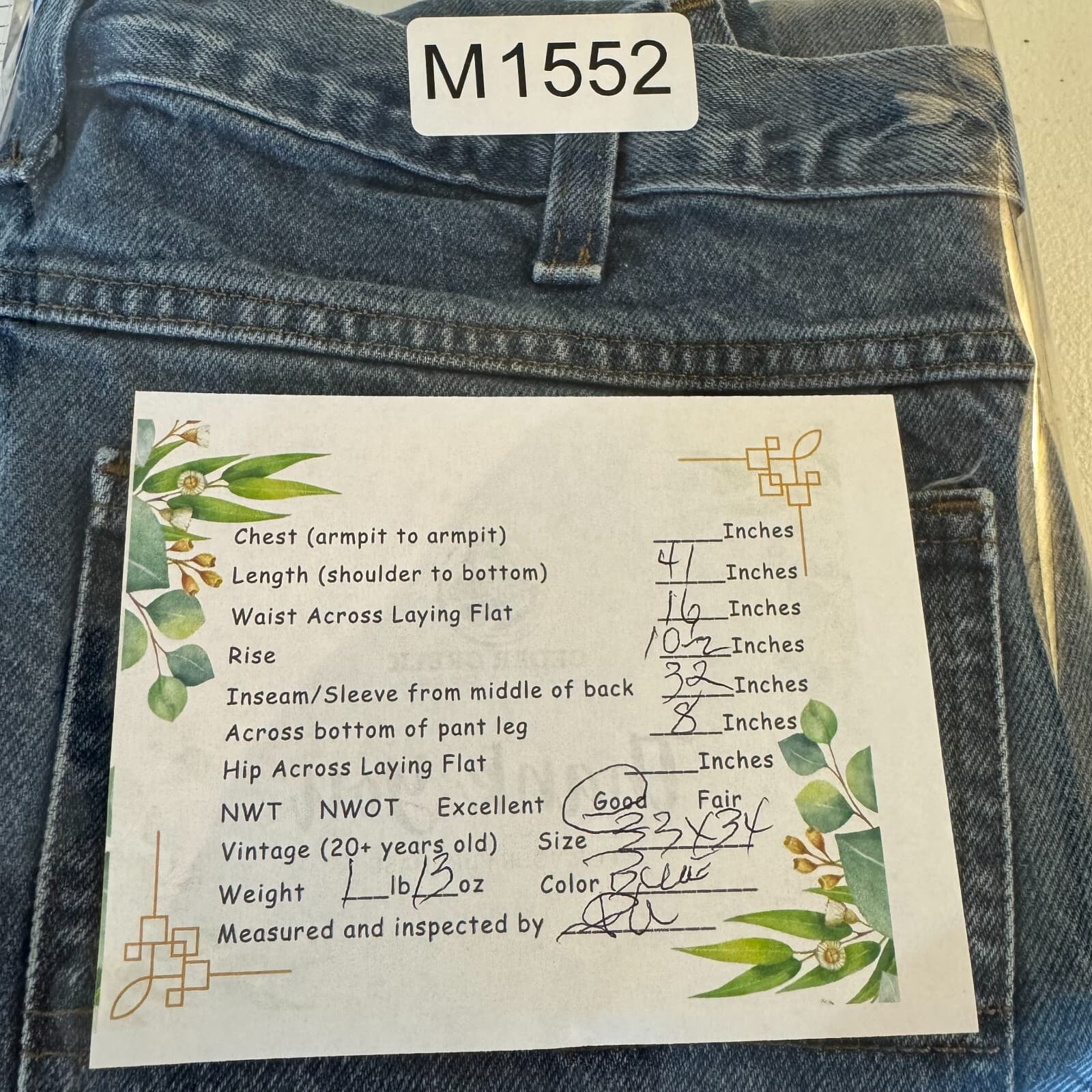 Dickies Jeans Mens 33x34 Blue Denim Straight 100% Cotton Workwear - Thumbnail 8