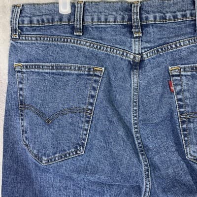Levis 505 Jeans Mens 36x33 (38x34) Blue Medium Wash Straight Leg Denim Stretch - Thumbnail 6
