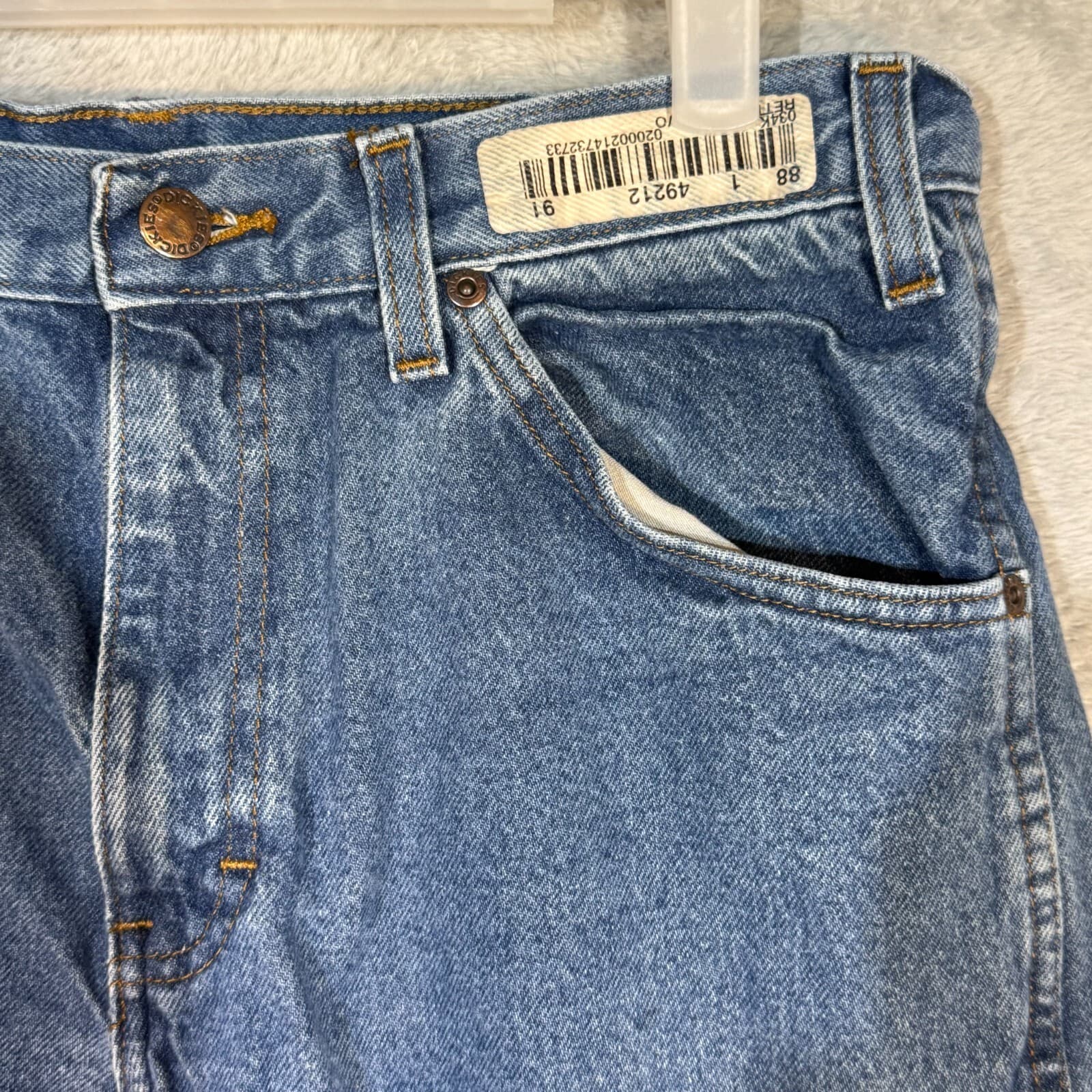 Dickies Jeans Mens 33x34 Blue Denim Straight 100% Cotton Workwear - Thumbnail 4