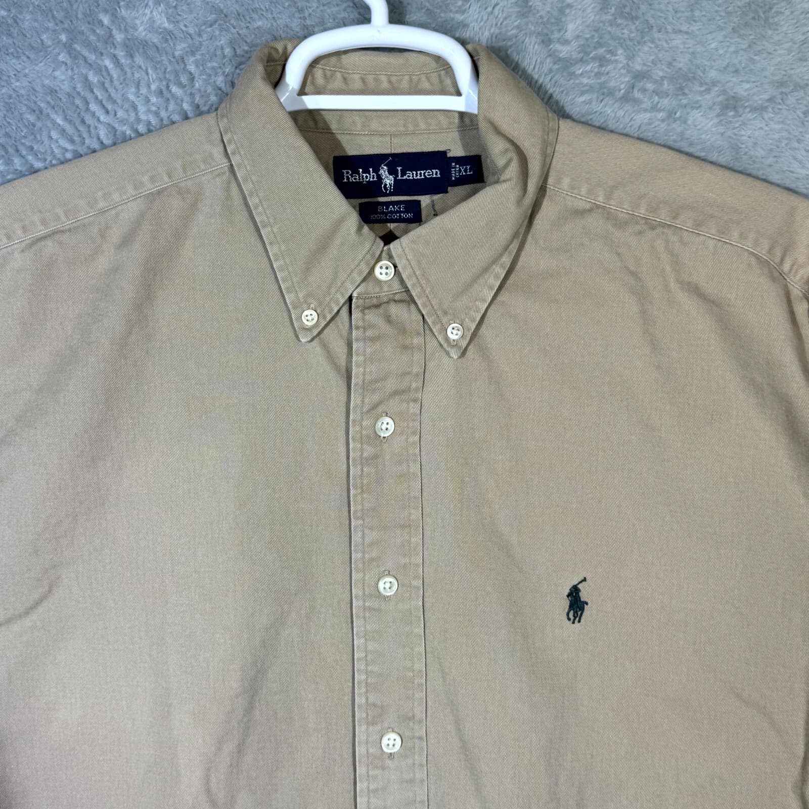 Ralph Lauren Blake Shirt Mens XL Tan Cotton Long Sleeve Button Down - Thumbnail 5