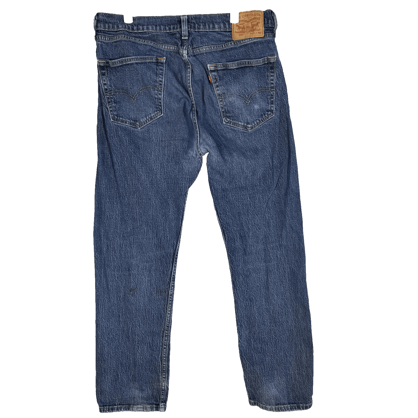 Levis 505 Jeans Mens 34x31 (34x32) Blue Medium Wash Straight Leg Stretch Denim - Thumbnail 2