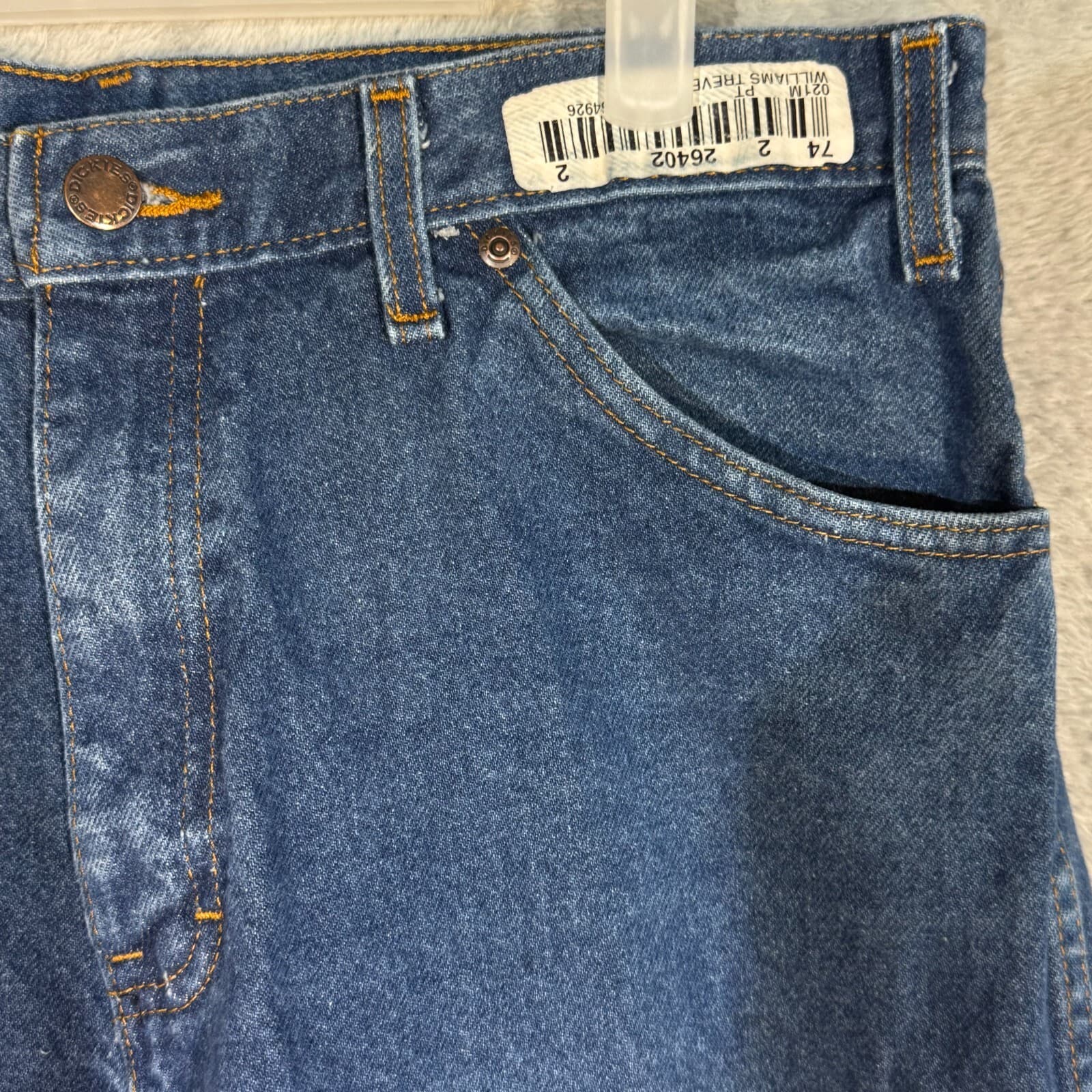 Dickies Jeans Men's 34x32 Blue Denim Regular Fit Straight Leg Work - Thumbnail 4