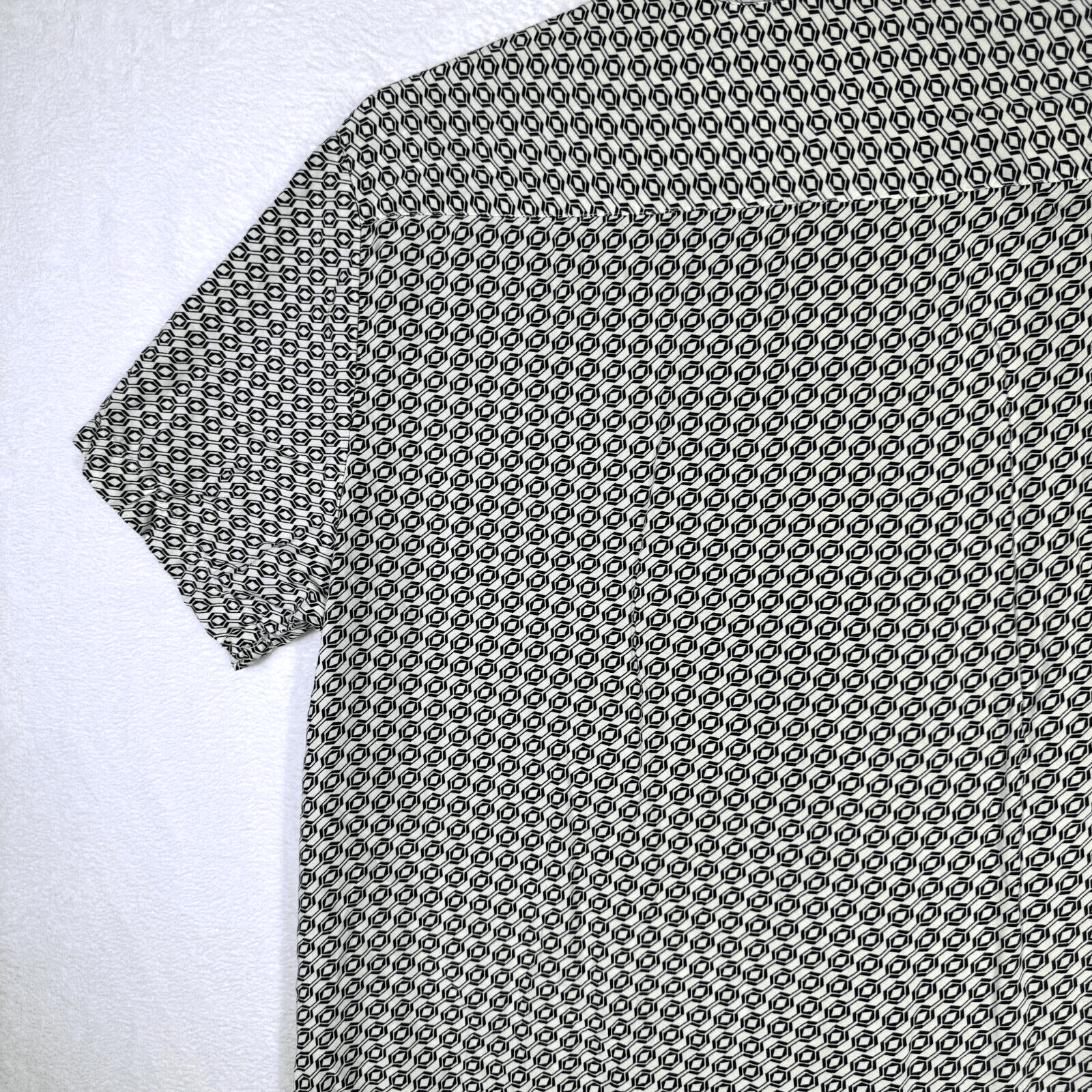 Cactus Man Men’s XL Cream Geometric Print Short-Sleeve Viscose Shirt M505 - Thumbnail 9