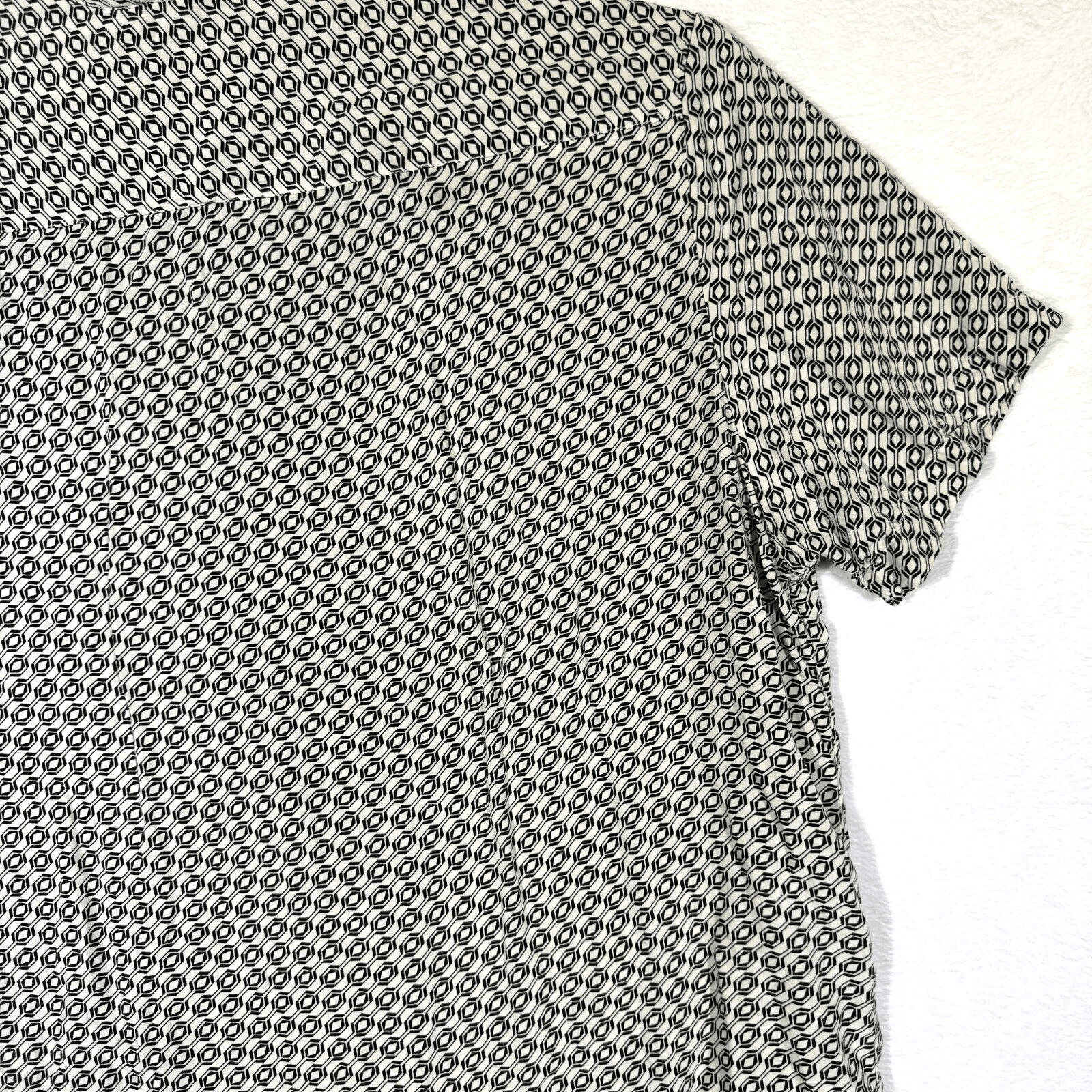 Cactus Man Men’s XL Cream Geometric Print Short-Sleeve Viscose Shirt M505 - Thumbnail 11