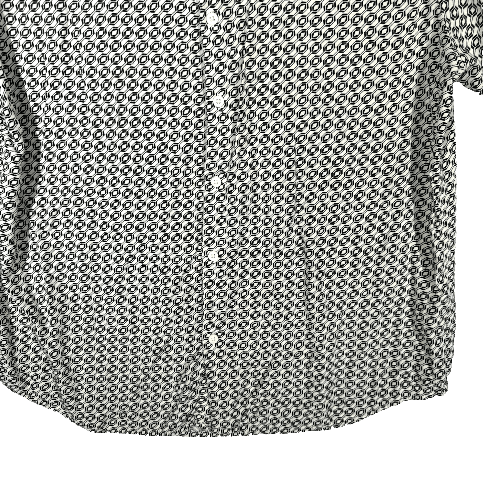 Cactus Man Men’s XL Cream Geometric Print Short-Sleeve Viscose Shirt M505 - Thumbnail 3