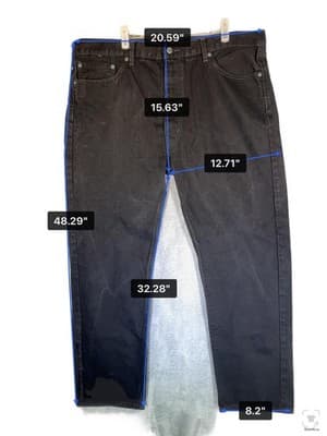 Levis 505 Jeans Mens 42x32 Black Rinse Straight Regular Fit Denim Zip Fly - Thumbnail 12