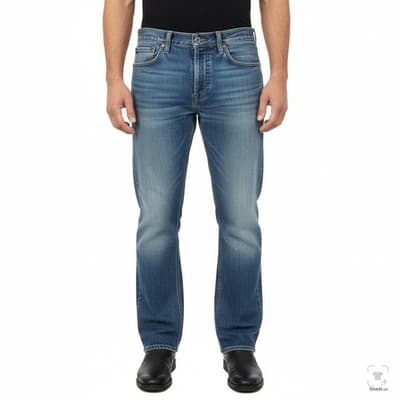 Levis Jeans Mens 33x30 Blue Medium Wash Straight Denim Zip Fly Regular Fit - Thumbnail 4