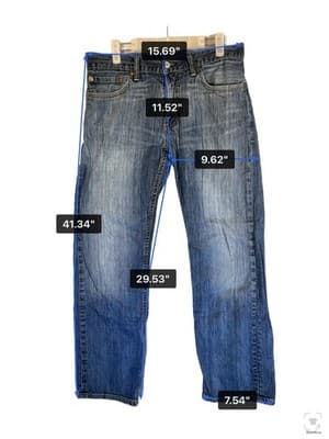 Levis Jeans Mens 33x30 Blue Medium Wash Straight Denim Zip Fly Regular Fit - Thumbnail 12