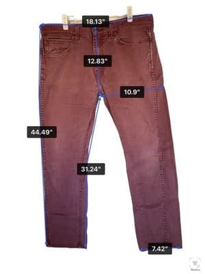 Levis 501 Jeans Mens 36x32 Red Medium Wash Straight Denim Button Fly Classic Fit - Thumbnail 12