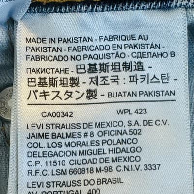 Levis Jeans Mens 39x32 Blue Light Wash Straight Regular Stretch Denim Zip Fly - Thumbnail 8