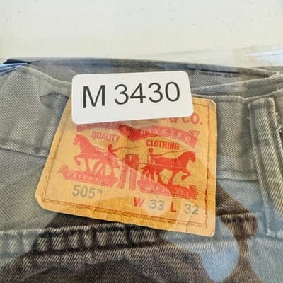 Levis 505 Jeans Mens 33x32 Gray Charcoal Wash Straight Denim Zip Fly Regular Fit - Thumbnail 15