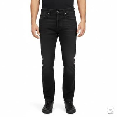 Levis 514 Jeans Mens 36x34 Black Dark Wash Straight Denim Stretch Zip Fly - Thumbnail 4