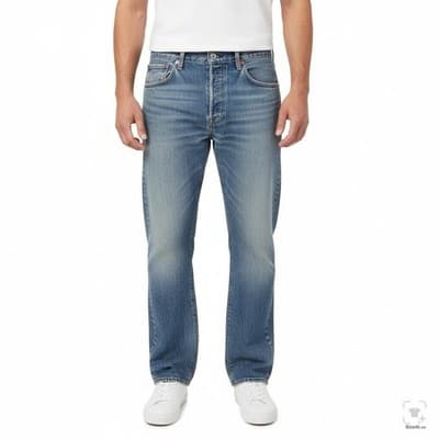 Levis 501 Jeans Mens 38x32 Blue Light Wash Straight Denim Button Fly Regular Fit - Thumbnail 4