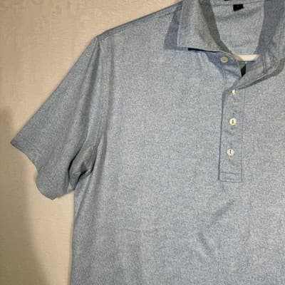 Peter Millar Polo Shirt Mens Large Blue Crown Crafted Golf Performance Stretch - Thumbnail 4