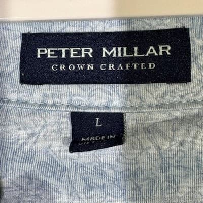 Peter Millar Polo Shirt Mens Large Blue Crown Crafted Golf Performance Stretch - Thumbnail 7