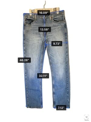 Levis 513 Jeans Mens 32x32 Blue Light Wash Slim Straight Stretch Denim Zip Fly - Thumbnail 12