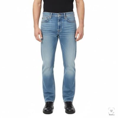 Levis 513 Jeans Mens 32x32 Blue Light Wash Slim Straight Stretch Denim Zip Fly - Thumbnail 4