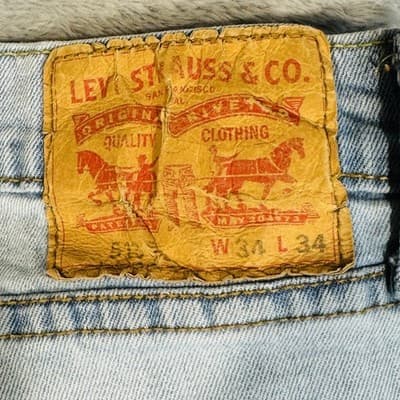 Levis S40154 Jeans Mens 34x34 Blue Light Wash Straight Stretch Denim Zip Fly - Thumbnail 7