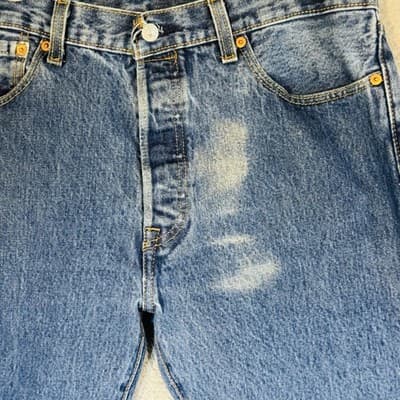 Levis 501 Jeans Mens 34x32 Blue Medium Wash Straight Denim Button Fly Classic - Thumbnail 6