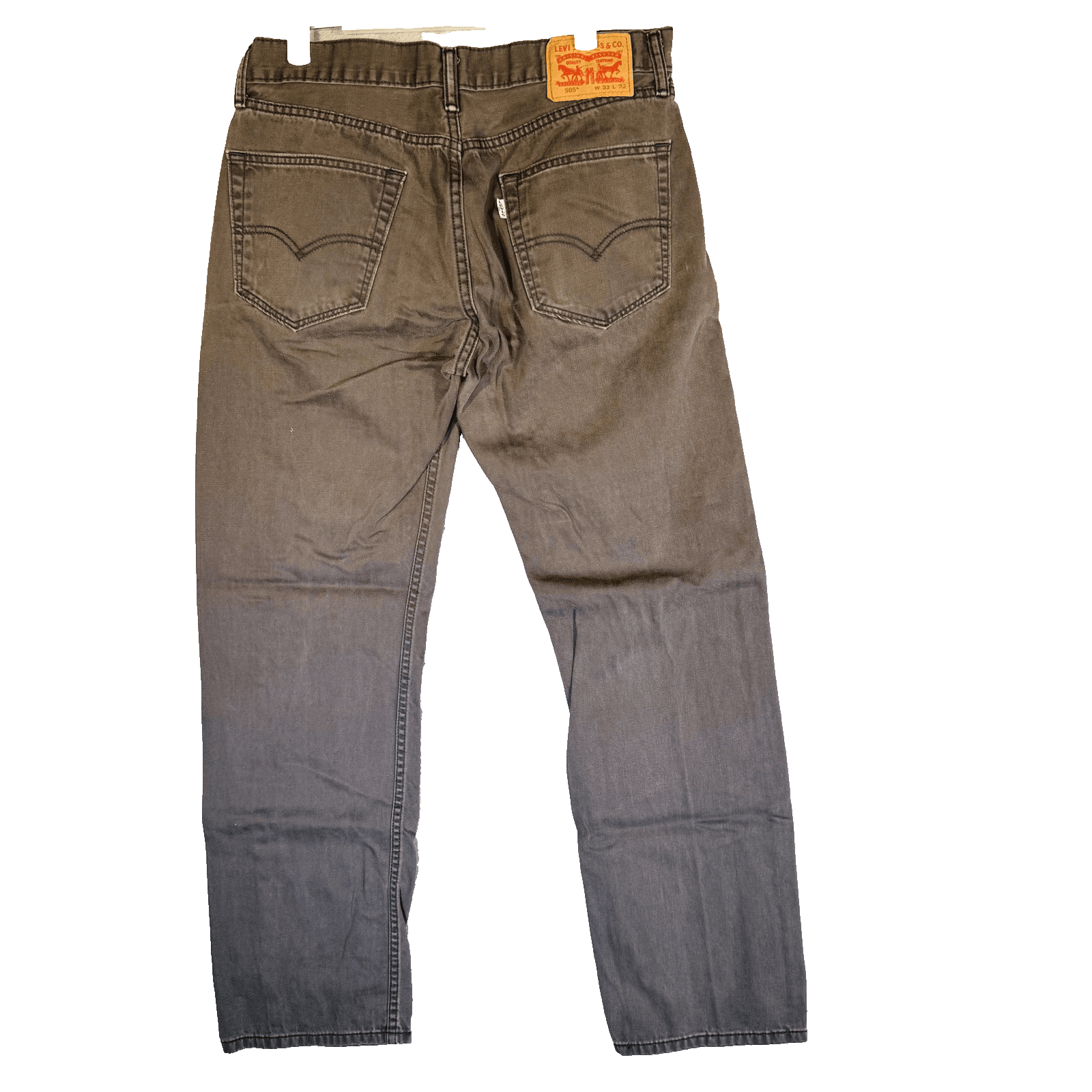 Levis 505 Jeans Mens 33x32 Gray Charcoal Wash Straight Denim Zip Fly Regular Fit - Thumbnail 6