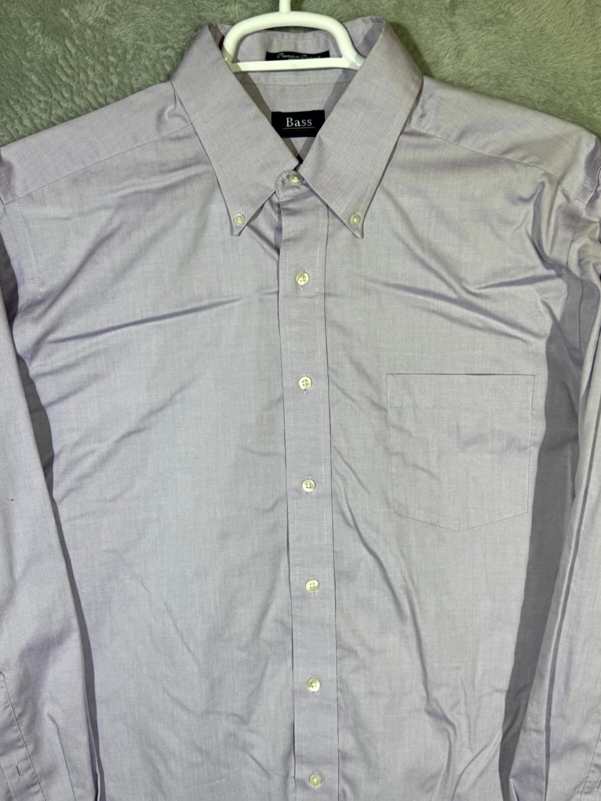 G.H. Bass & Co. Men’s Dress Shirt XL 17-17.5 Purple Wrinkle Free Cotton Long Slv - Thumbnail 4