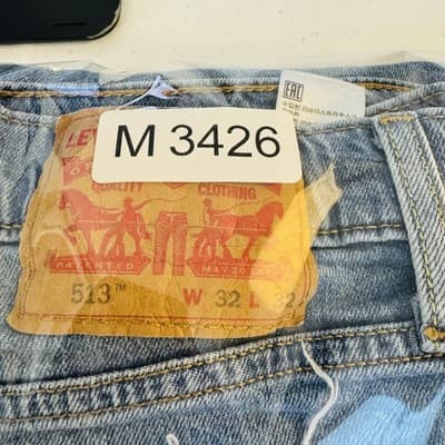 Levis 513 Jeans Mens 32x32 Blue Light Wash Slim Straight Stretch Denim Zip Fly - Thumbnail 15