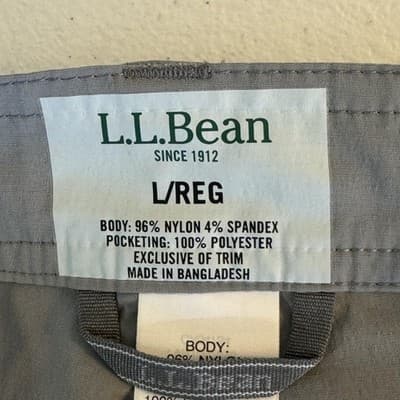 LL Bean Cargo Shorts Mens Large Gray Elastic Sides Lightweight Outdoor Hiking - Thumbnail 8
