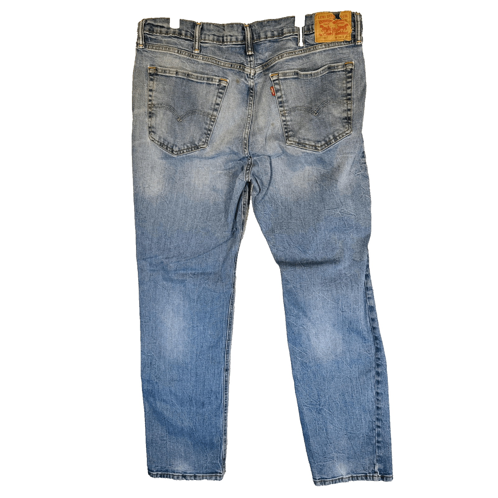 Levis Jeans Mens 39x32 Blue Light Wash Straight Regular Stretch Denim Zip Fly - Thumbnail 6