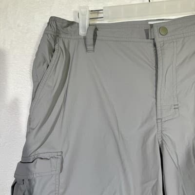 LL Bean Cargo Shorts Mens Large Gray Elastic Sides Lightweight Outdoor Hiking - Thumbnail 3