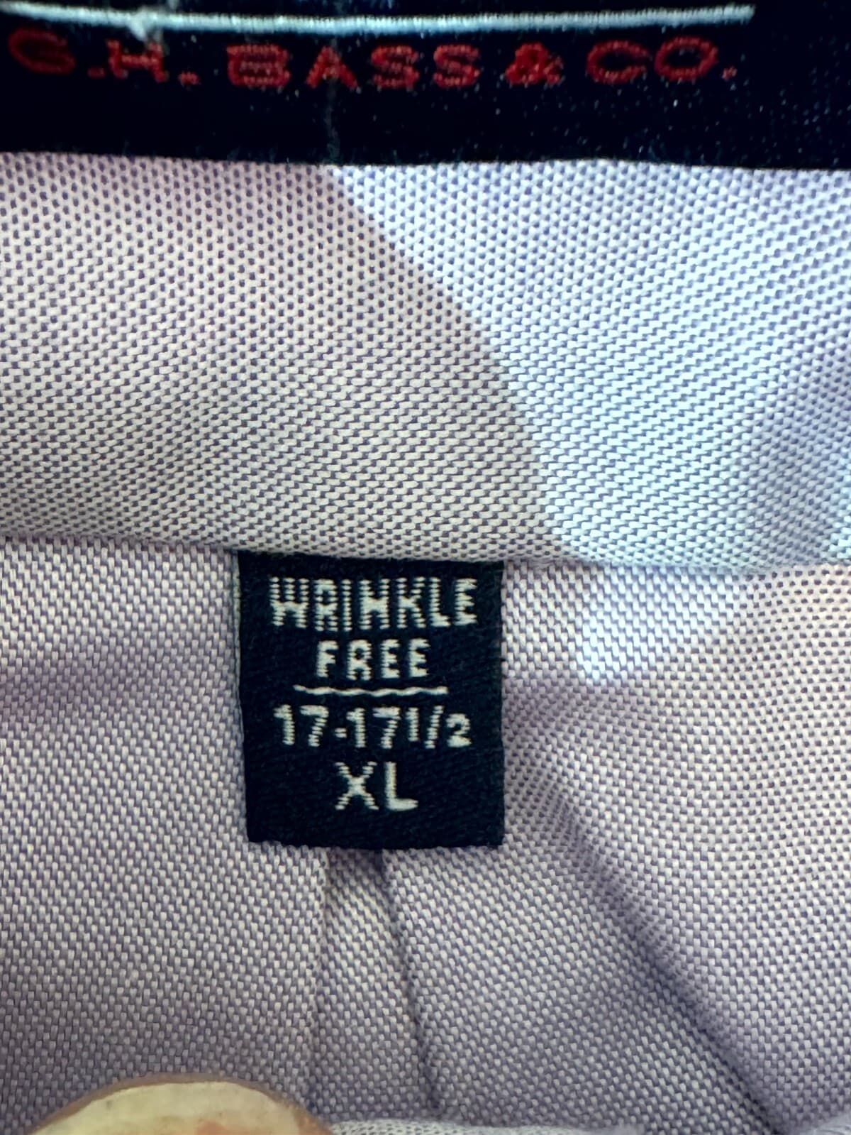 G.H. Bass & Co. Men’s Dress Shirt XL 17-17.5 Purple Wrinkle Free Cotton Long Slv - Thumbnail 15