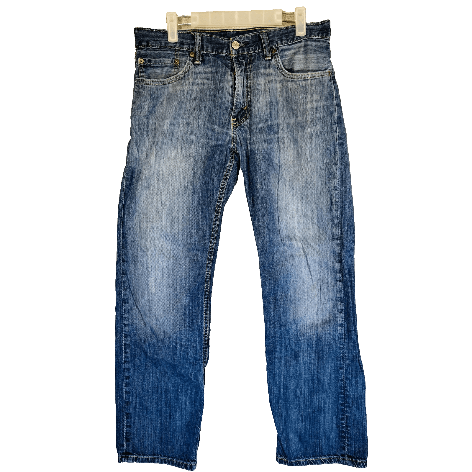 Levis Jeans Mens 33x30 Blue Medium Wash Straight Denim Zip Fly Regular Fit - Thumbnail 5