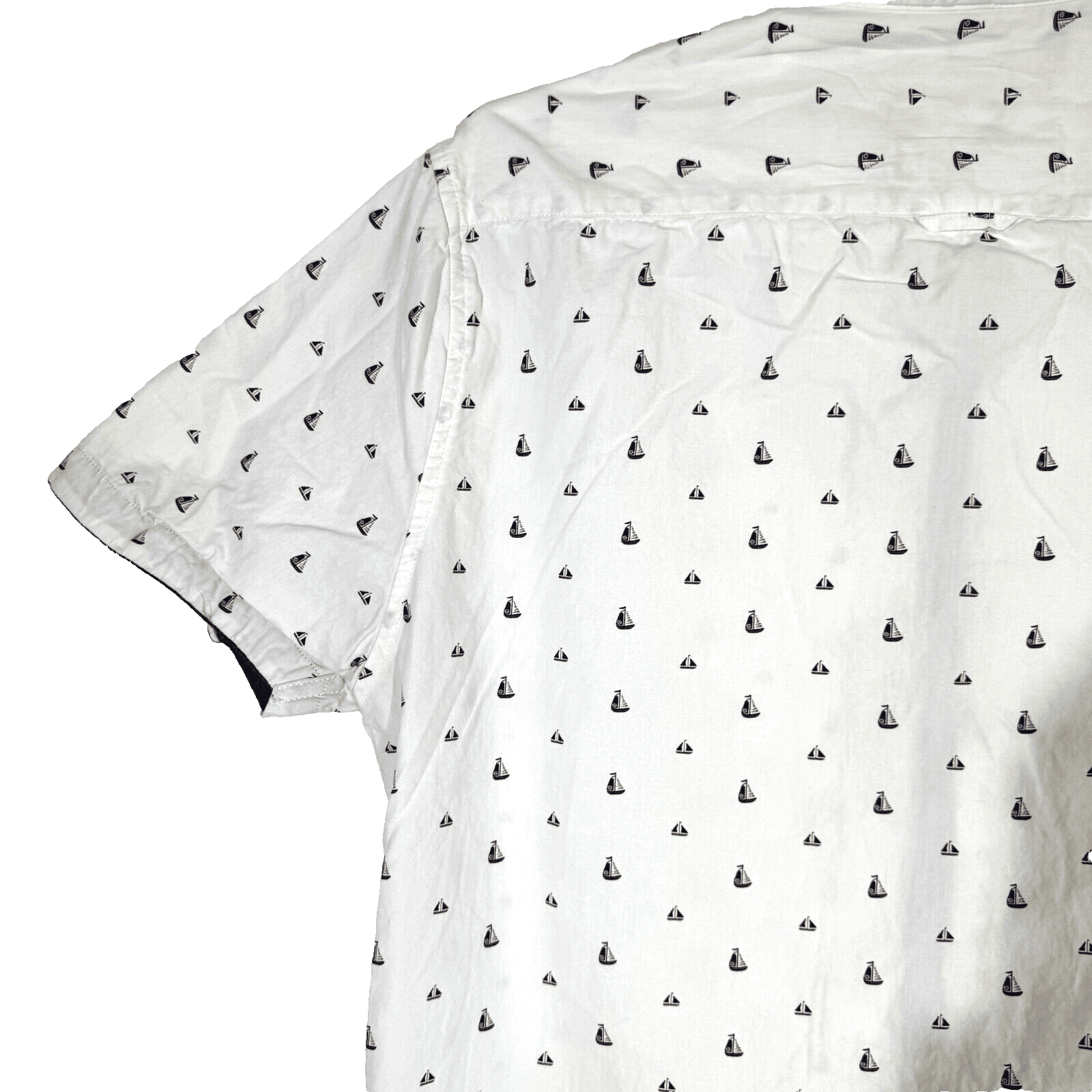 Cactus Man Men’s XL White Sailboat Graphic Cotton Slim Fit Shirt – M469 - Thumbnail 10