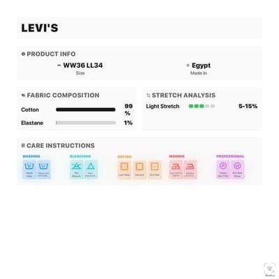 Levis 514 Jeans Mens 36x34 Black Dark Wash Straight Denim Stretch Zip Fly - Thumbnail 14