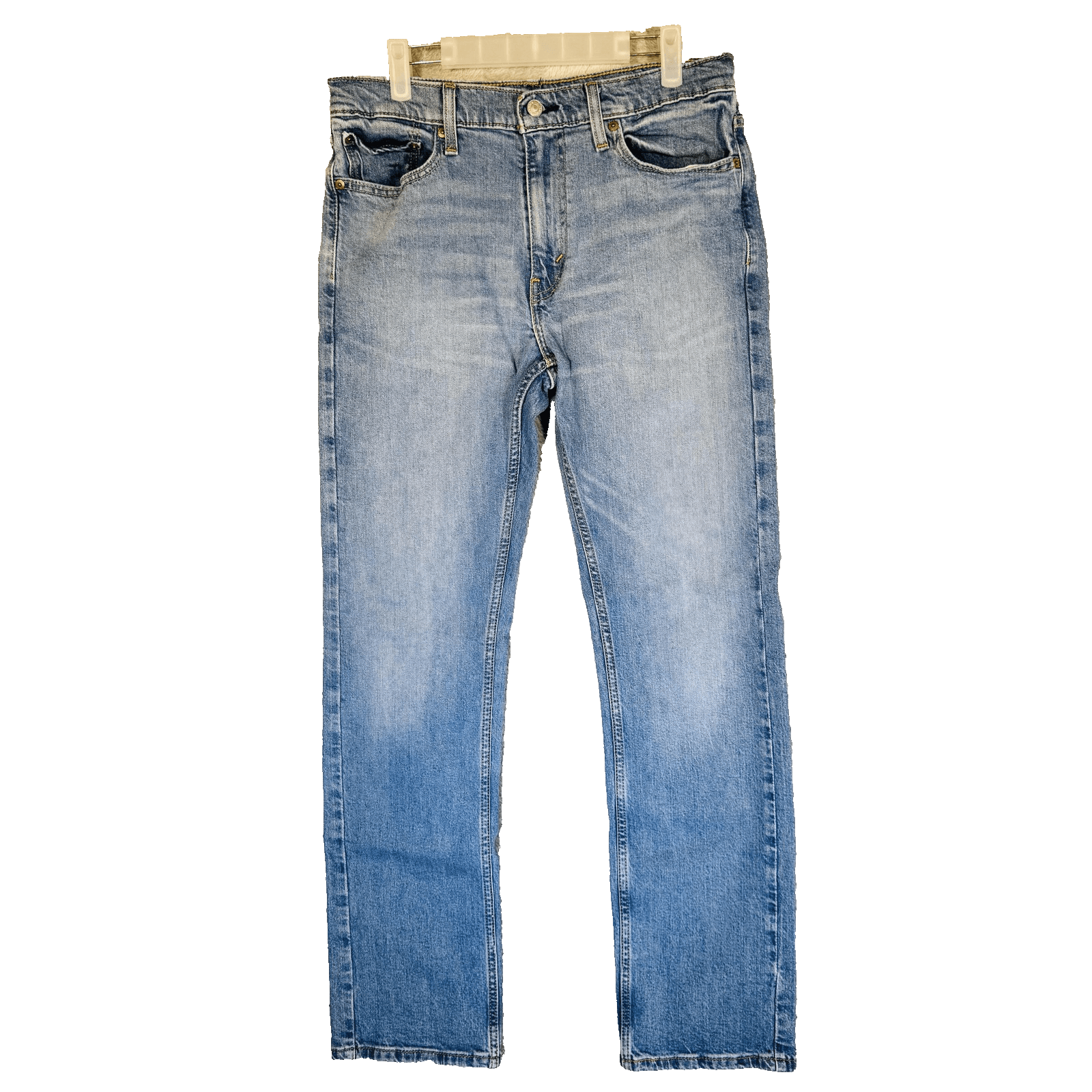 Levis 513 Jeans Mens 32x32 Blue Light Wash Slim Straight Stretch Denim Zip Fly - Thumbnail 5