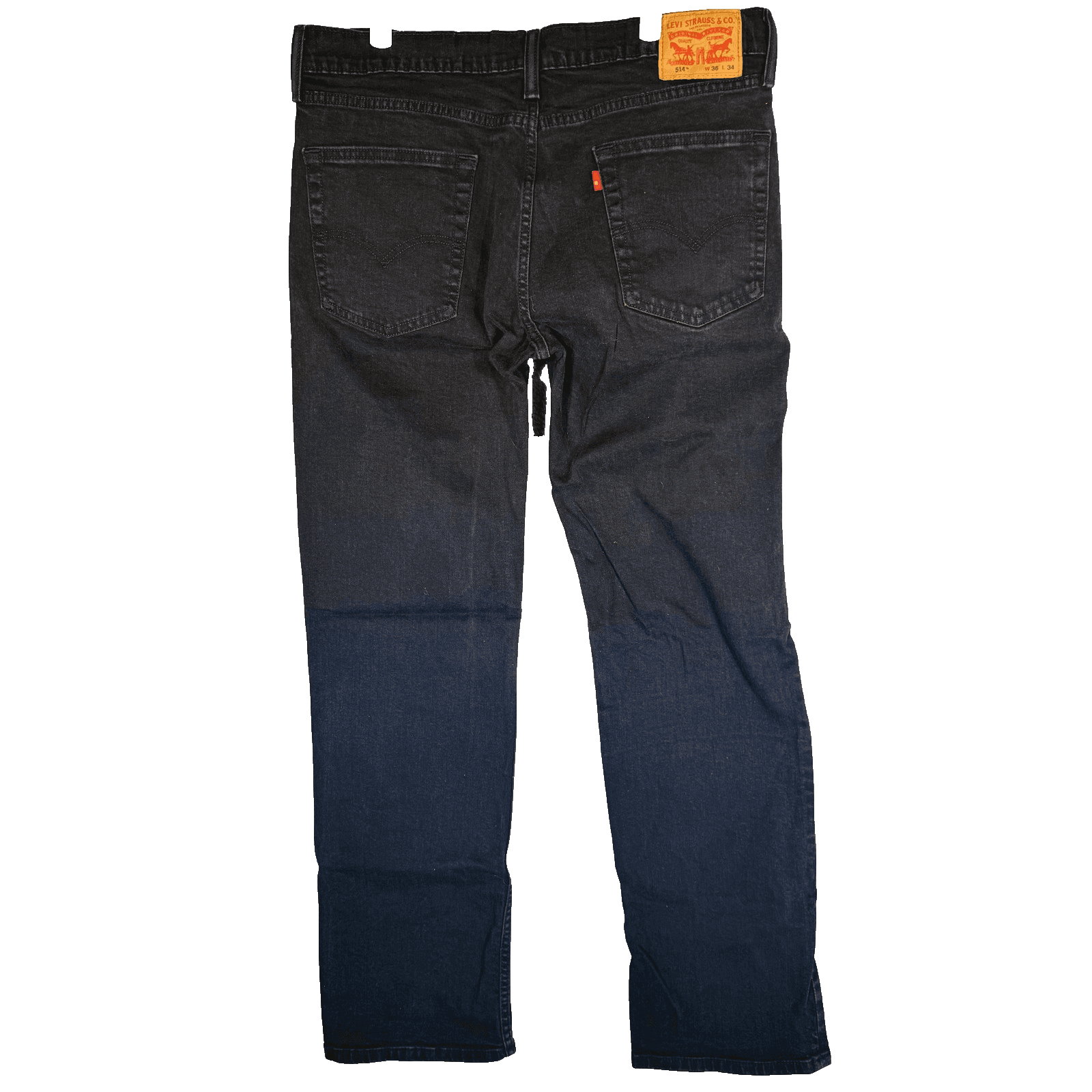 Levis 514 Jeans Mens 36x34 Black Dark Wash Straight Denim Stretch Zip Fly - Thumbnail 6