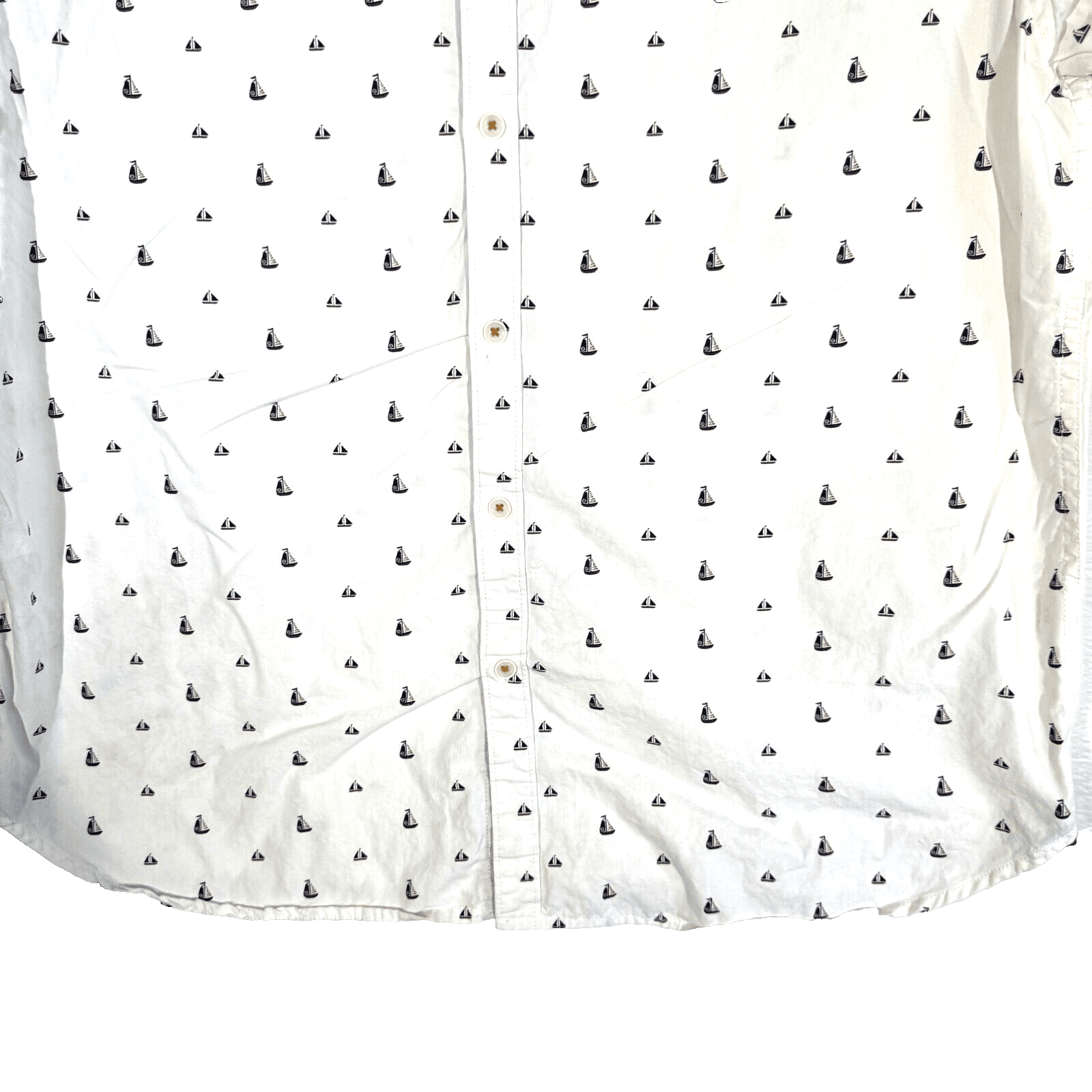 Cactus Man Men’s XL White Sailboat Graphic Cotton Slim Fit Shirt – M469 - Thumbnail 3