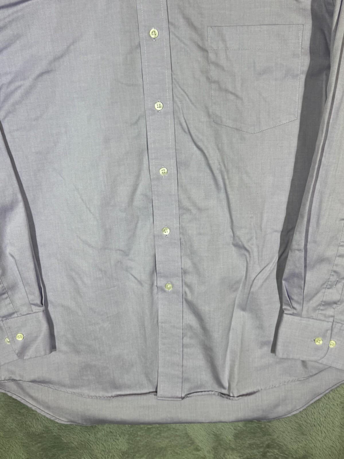 G.H. Bass & Co. Men’s Dress Shirt XL 17-17.5 Purple Wrinkle Free Cotton Long Slv - Thumbnail 6