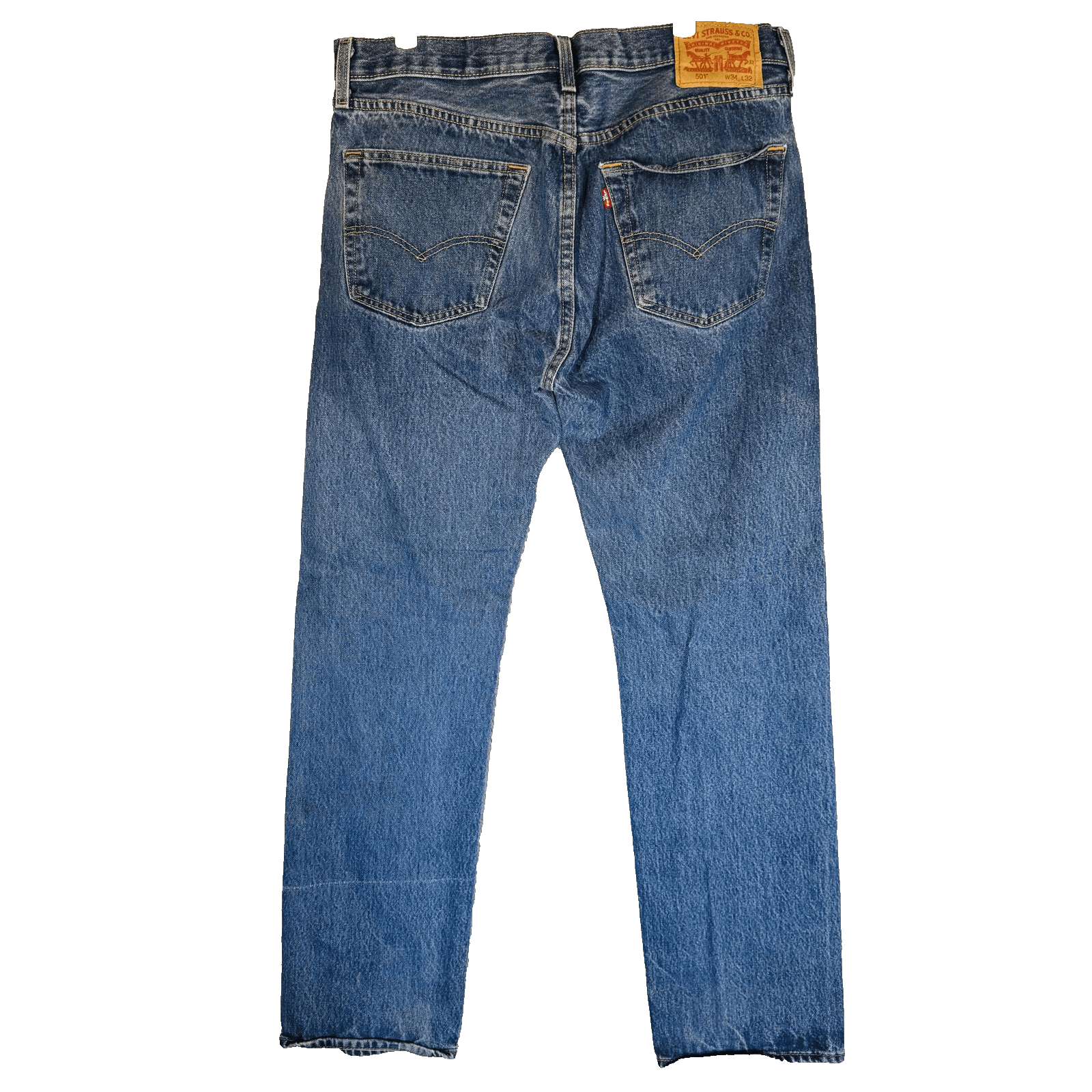 Levis 501 Jeans Mens 34x32 Blue Medium Wash Straight Denim Button Fly Classic - Thumbnail 8