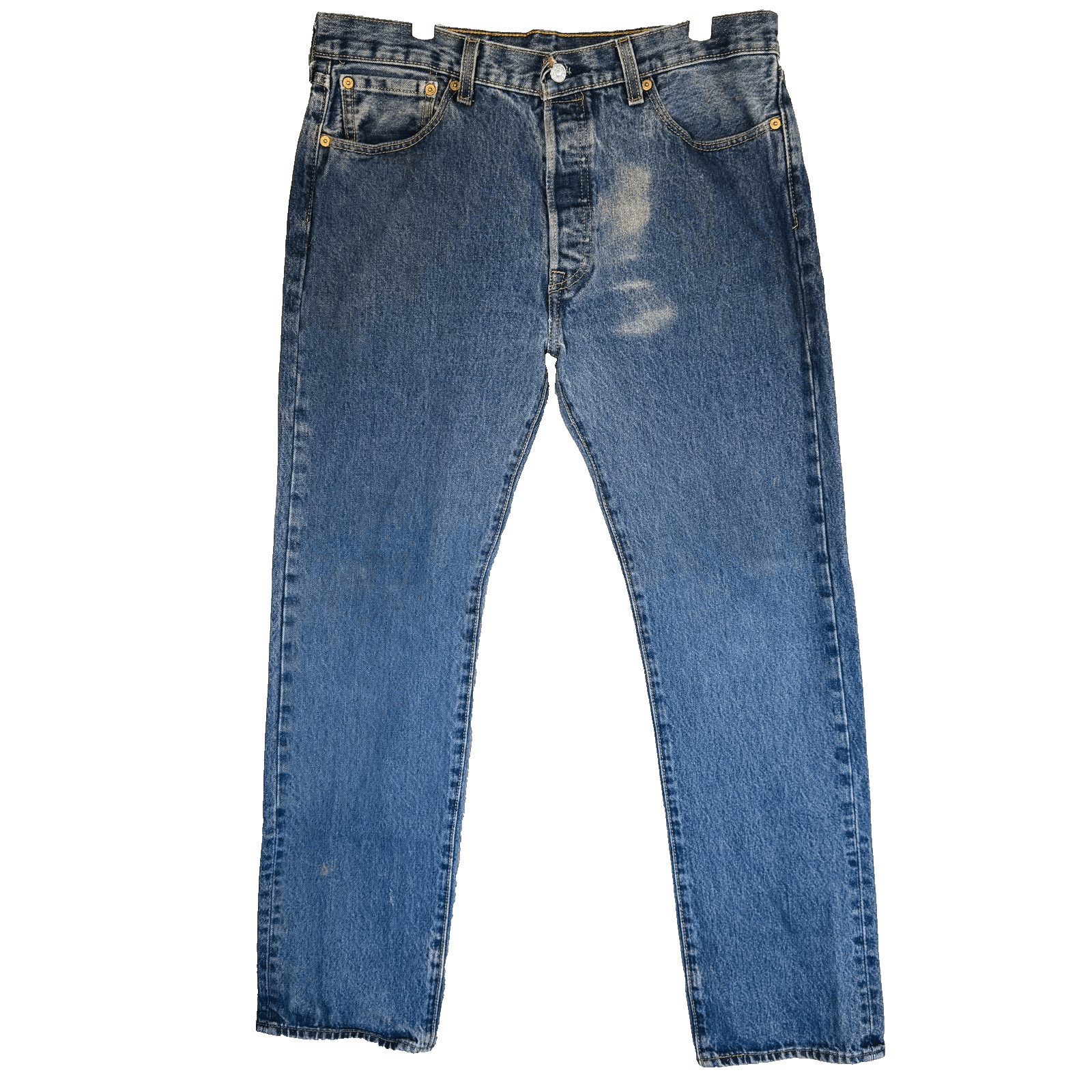 Levis 501 Jeans Mens 34x32 Blue Medium Wash Straight Denim Button Fly Classic - Thumbnail 5