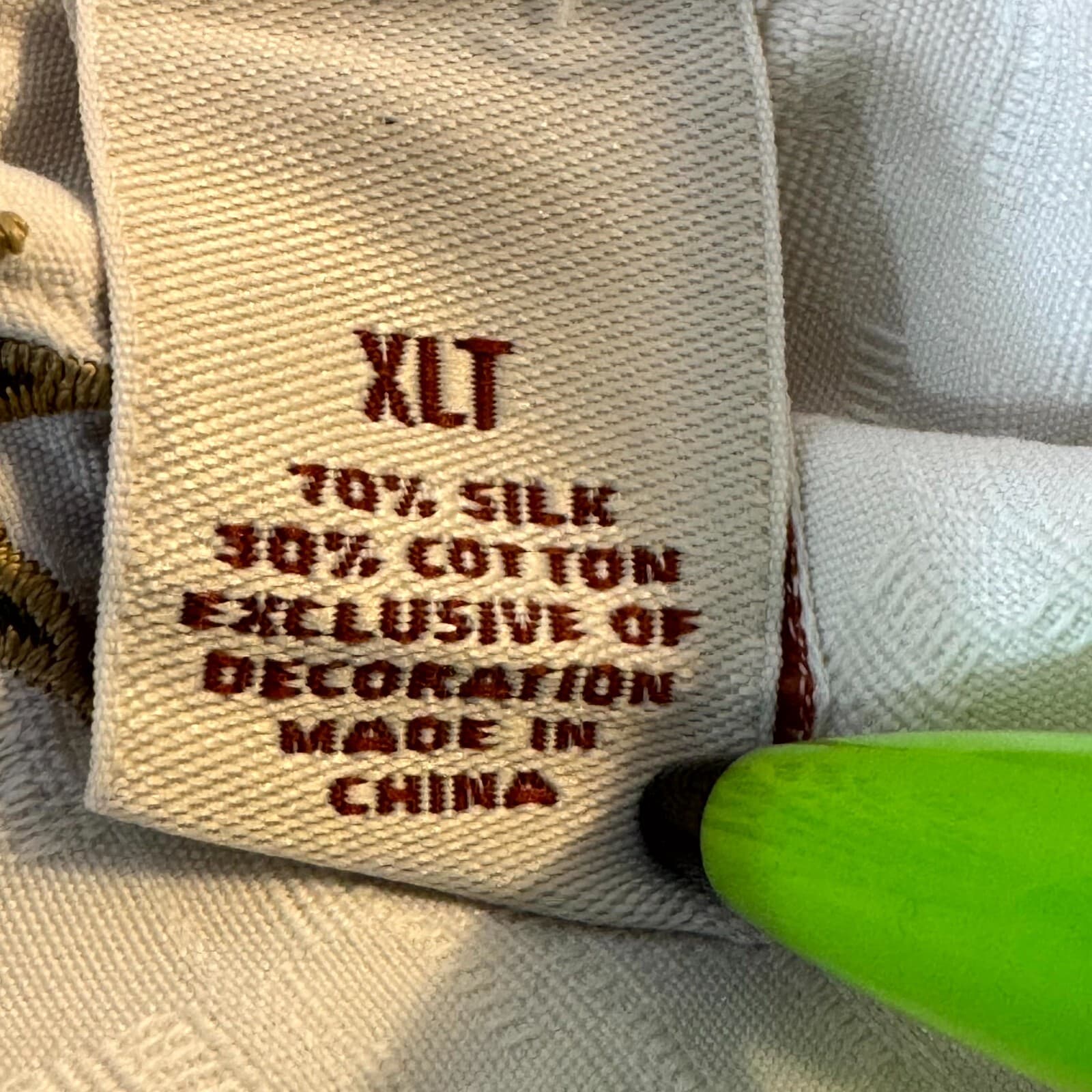 Caribbean Men’s Shirt XLT Cream Floral Silk Cotton Short Sleeve Casual Button-Up - Thumbnail 13