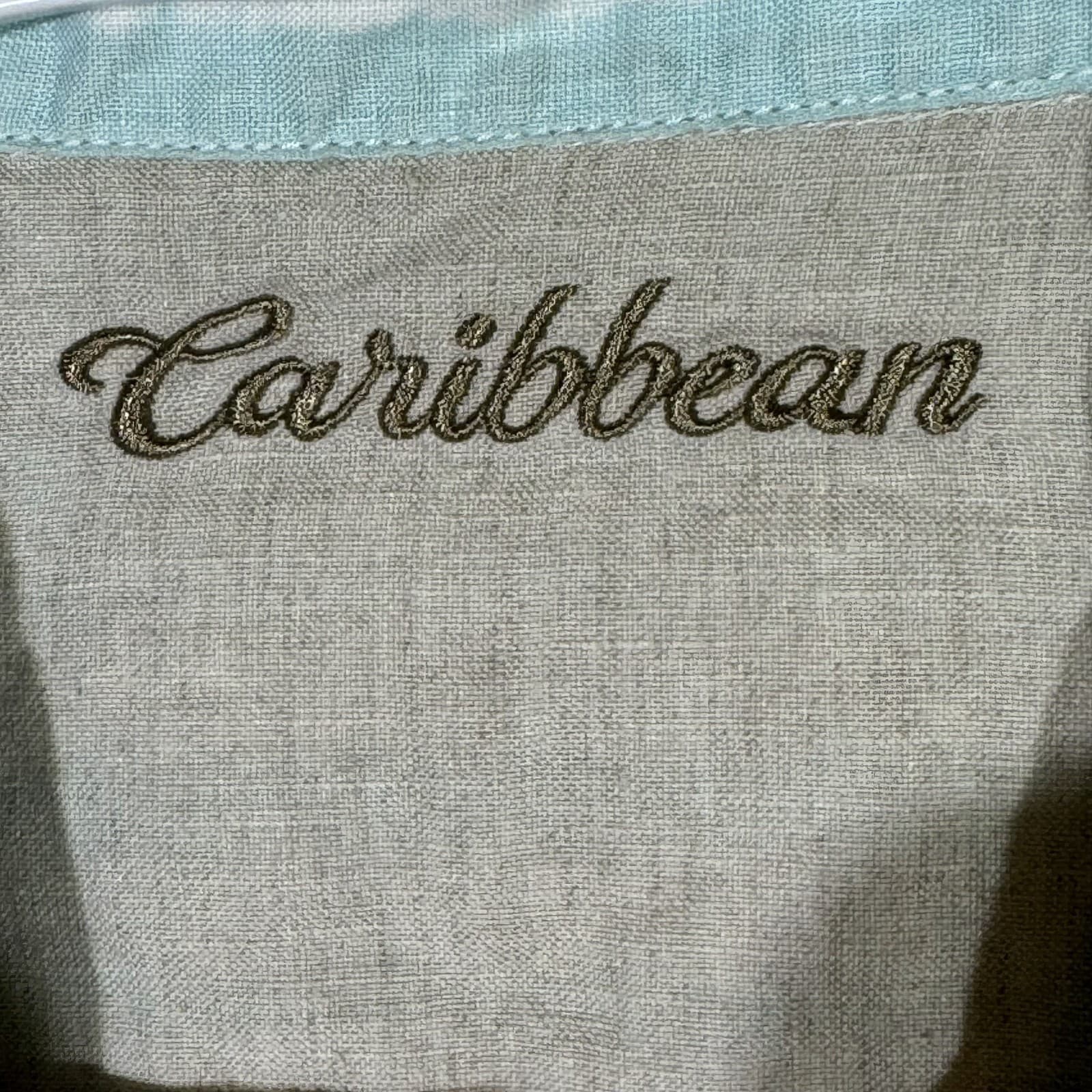 Caribbean Men’s XL Light Blue Striped Linen Hawaiian Shirt – 100% Linen, M559 - Thumbnail 6