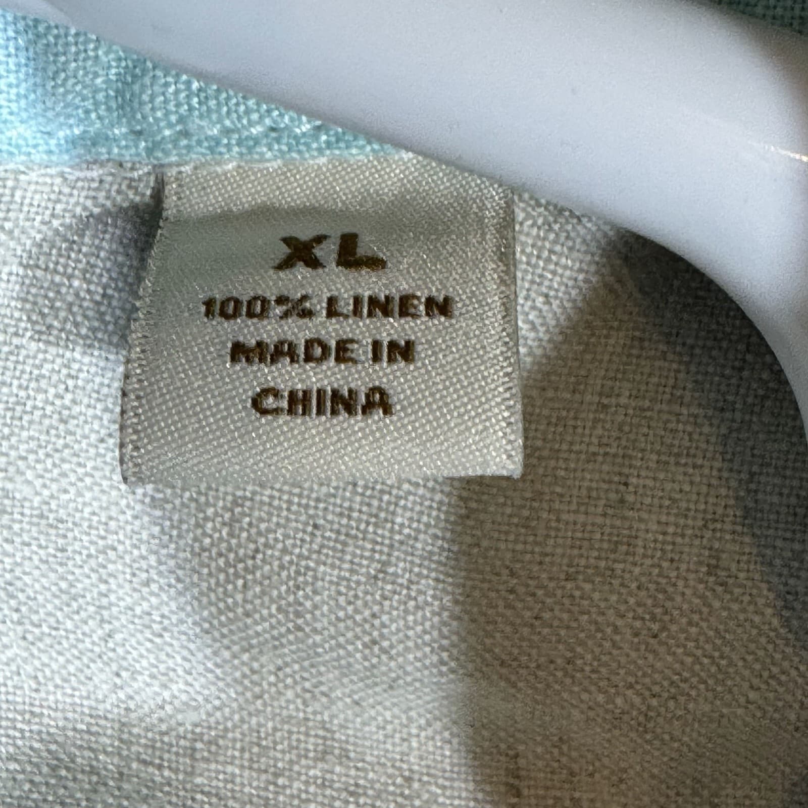 Caribbean Men’s XL Light Blue Striped Linen Hawaiian Shirt – 100% Linen, M559 - Thumbnail 7