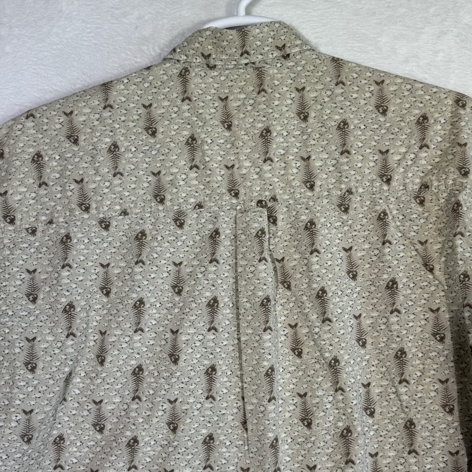 Columbia Men’s XL Brown Fish Skull Print Short-Sleeve Button-Down Shirt M592 - Thumbnail 12